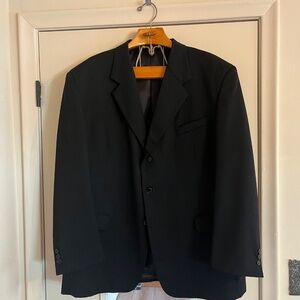 Adolfo International 100% New Wool Men's Black Suit Jacket , Size 46R